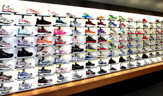 Running Shoes on Shelf in Store